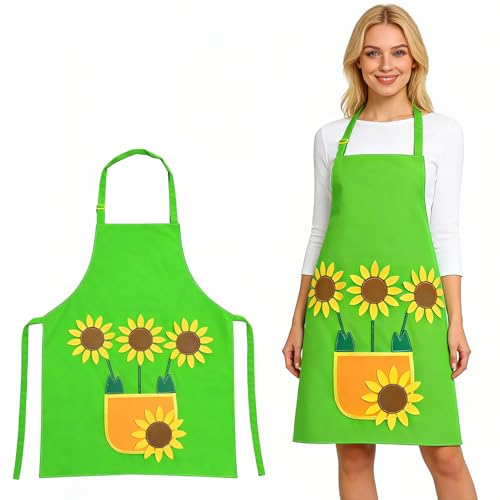 Tablier de Jardinier,Tablier Jardinier Tournesol avec Poche,Tabliers de Jardinage,Tabliers Barbecue Costume de Jardiniers,Costume de Tournesol de Carnaval,pour...