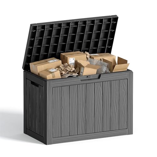 MAIUSCOLI 50 Gallon Outdoor Package Delivery Box with Lockable, Waterproof & Weatherproof Secure Parcel Drop Box for Porch, Resin Outside Storage Boxes(Black)