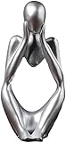 NxInnoX Creative Resin Thinker Minimal Abstract Art Sculpture Statue Figurines Home Office Bookshelf Desktop Decor (Silver, Focus, Small)