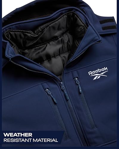 Image of Reebok Mens Winter Coats - 3 in 1 System Hooded Softshell Windbreaker Jacket and Quilted Puffer Insulated Mens Ski Jacket