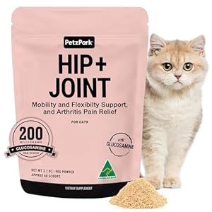 Hip and Joint Supplement for Cats – Glucosamine, Chondroitin, MSM for Joint Hip Care, Arthritis Pain Relief, Mobility Support, Cartilage Health, Inflammation Reduction – Senior Cat Support, 60 Scoops