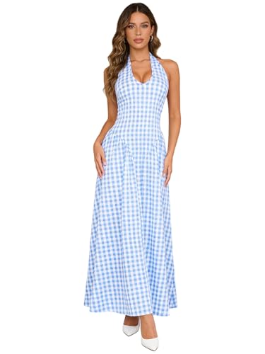 Robe été à carreaux plissée ranrann parfaite pour vos promenades et vacances au soleil