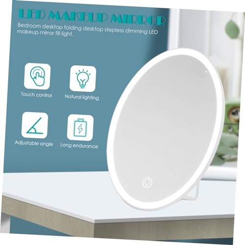 Espejo de maquillaje LED compacto para escritorio miniatura 3