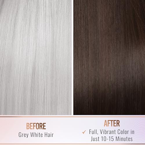 Herbishh Hair Color Shampoo for Gray Hair–Natural Hair Dye Shampoo with Argan Hair Mask–Travel size-Colors Hair in Minutes–Long lasting colour–1pack –Ammonia-Free (#Dark Brown)