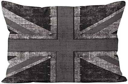 Wesbin Union Jack Grunge Black White Toss Beauty Hidden Zipper Home Decorative Rectangle Throw Pillow Cover Cushion Case Inch 12x20 Boudoir Two Sides Design Printed Pillowcase