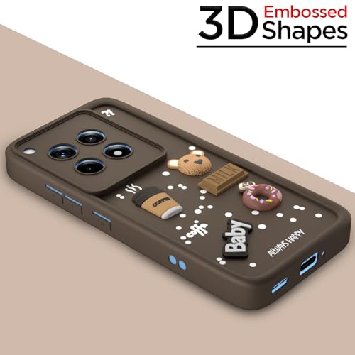 Image of Pikkme Back Cover for OnePlus 12R 5G | Cute Fun Cartoon 3D Bear Silicone Full Body Protection Bumper Cover (Brown)