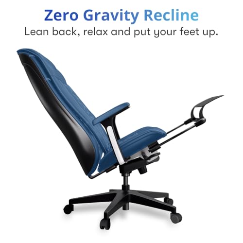 Image of Massage Office Chair - Elevate Your Workday with Our Reclining Office Chairs - Elegant and Timeless Blue Office Chair - Smart Massager Computer Chair