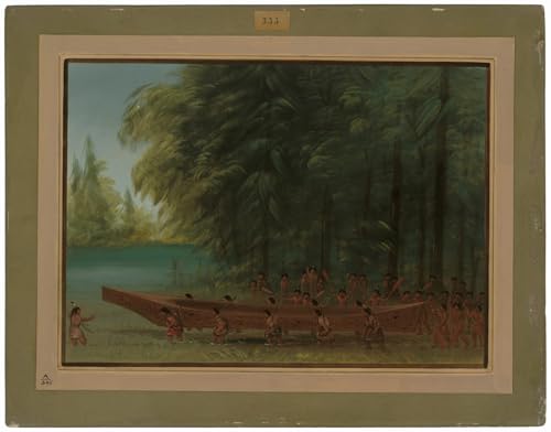 Cuadro Lancio di una canoa George Catlin pintura lienzo 60x90