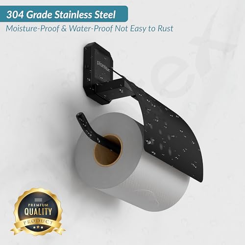 Image of Plantex 304 Grade Stainless Steel Tissue /Toilet Paper roll Holder Stand for washroom /Bathroom Accessories - Cute (Black)