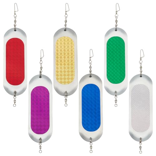 WEBEEDY 6 Pcs Fishing Dodgers Flashers High-Reflective Metal Bait Flasher Spoon Dodgers Trolling Lures with Fish Attracting Blades for Salmon, Trout, Pike & Bass Skateboard Fishing Gear