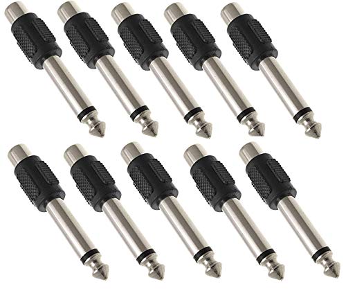 iMBAPrice RCA Female to Quarter Inch (1/4) Adapter [10 Pack]