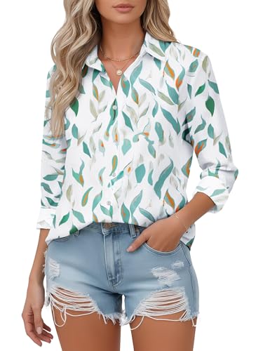 Image of Soft Wrinkle-Free Button Down Stretch Shirts for Women, Breathable Moisture-Wicking Casual Work Dress Tops
