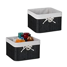 Relaxdays Set 2 Cestas de Almacenaje, Bambú, Forro...