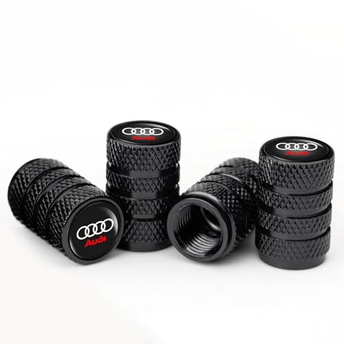 4pcs Tire Valve Stem Caps Compatible with Audi S3 A3 RS3 RS7 A4 A5 A6 A7 A8 Q3 Q5 Q7 R8 Series Stem Cap Universal Car Air Cover Car Accessories for Cars SUV Truck Motorcycles Black
