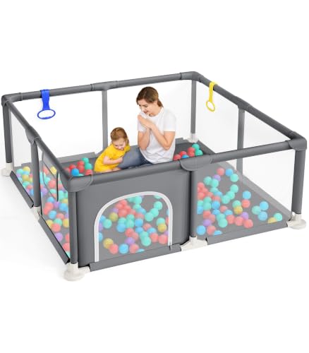 Dripex Laufstall Baby, Laufgitter 124×124cm, atmungsaktiv...