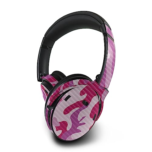 Image of MightySkins Carbon Fiber Skin Compatible with Bose QuietComfort 45 Headphones Pink Camo | Protective, Durable Textured Carbon Fiber Finish | Easy to Apply | Made in The USA