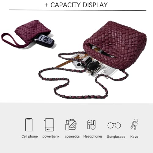 Image of JINMANXUE Fashion Mini Handbag For Women, Woven Tote Bucket Composite Bag Knitting Chain Bags, Crossbody Shoulder Purses