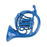 Brooch, Metal Blue French Horn Brooch Pin Ornament with Box for Craft Clothes Clothing Hat Scarf Decoration
