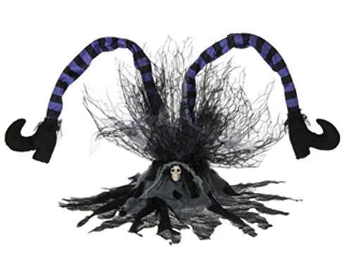Animated Kicking and Screeching Witches Legs With Sound Halloween Decoration (Purple)