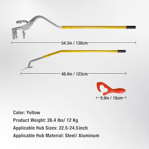 Image of YELLOW JACKET Tire Mount Demount Tool, 22.5 to 24.5 inches, 3PCS Tire Changer Demount Tool with Extra Bead Keeper, Tire Changing Tools for Car Repairing Adapted to Aluminum and Steel Rims, Yellow
