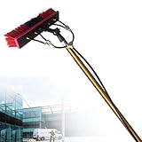 Kit extensible de limpieza de paneles solares y ventanas, cepillo telescópico alimentado por agua y poste para una fácil limpieza de techos y ventanas, ideal para invernaderos y zonas de difícil