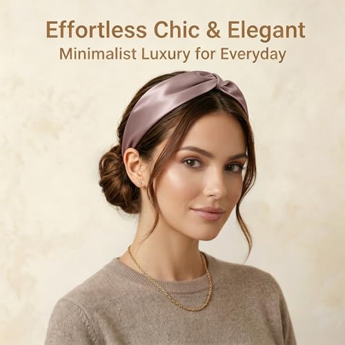 Image of ZLYC Mulberry Silk Headband for Women's Hair, Solid Pale Dusty Pink
