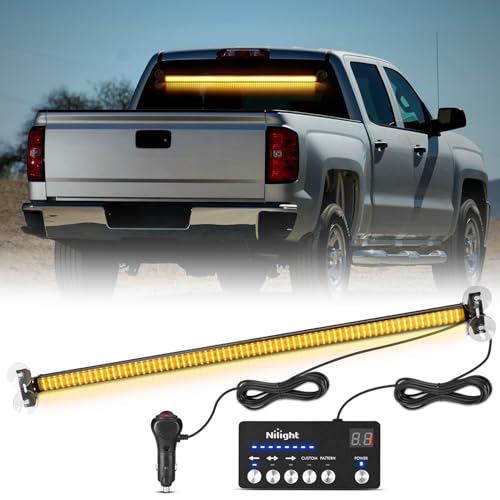 Image of Nilight 144LED Traffic Advisor Strobe Light Bar with Controller Amber | Emergency Warning Lights Hazard Interior Front /Rear Windshield Flashing for Cars Plow Trucks Construction Vehicles