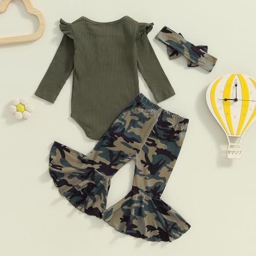 Mubineo Baby Girl Clothes Romper Pant Outfits Long Sleeve Bodysuit Tops Fashion Newborn Floral Bell Bottom Pant Outfit4