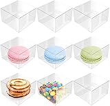 Nicunom 100 Pack Clear Macaron Boxes, Plastic Favor Boxes, 2.17' x 2.17' x 1.38' Bakery Boxes Candy...