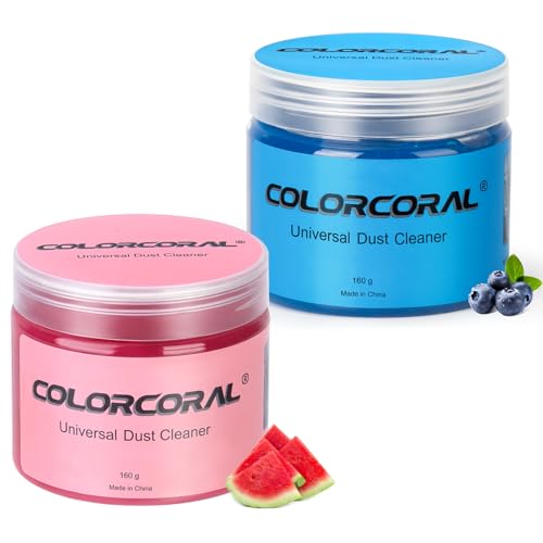 COLORCORAL Cleaning Gel 2Pack for Office Products Cleaning,Keyboard Cleaner Dust Clean Gel for Car Interior Cleaning,Car Putty Reusable Slime goo for Vehicle Vents,Laptop(Navy Blue, Rosed Red)