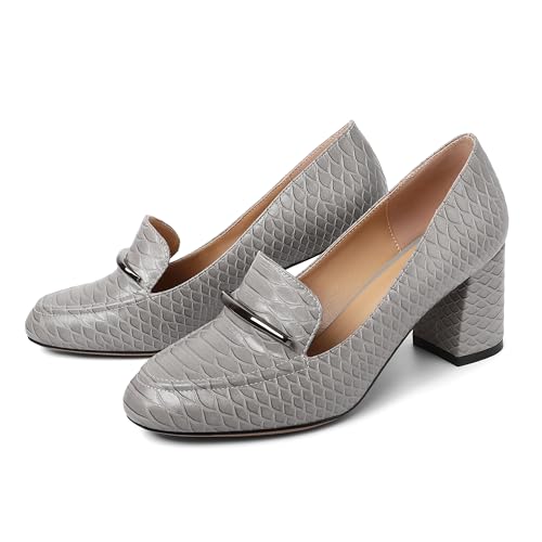 Image of Eldof Women's Pumps Block Heel Round Toe Slip On Chunky Loafer Heel Dress Shoes Pumps for Women 2.5 Inches