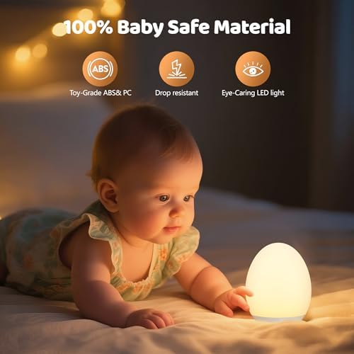 MediAcous Night Light for Kids, 7 Colors Changing Egg Light for Nursery - 2