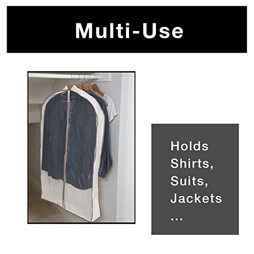 Smart Design Canvas Gusseted Garment Bag Hanger - (24 x 42 Inch) - Clothing Storage Cover - w/Cedar Wood - Odor Repellent - Suits, Dresses Travel Closet Organization - [Natural Canvas] - Thumbnail 5