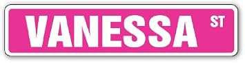 Vanessa Street Sign Childrens Name Room Sign | Indoor/Outdoor | 18" Wide
