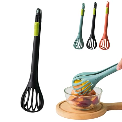 2025 New Multifunctional Egg Beater, 2 in 1 Food Clip & Egg Whisk,Automatic Egg Beater, Handheld Egg Whisk Bread Clip, Kitchen Gadget for Cooking Salad Mixer Gripping Stirring Food (Black)