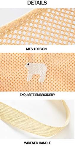 CHERISH 3 PACK Reusable Mesh Bags for Fruit and Vegetables, Storage Tote Bags with Handles Mesh Produce Bags Kitchen Storage