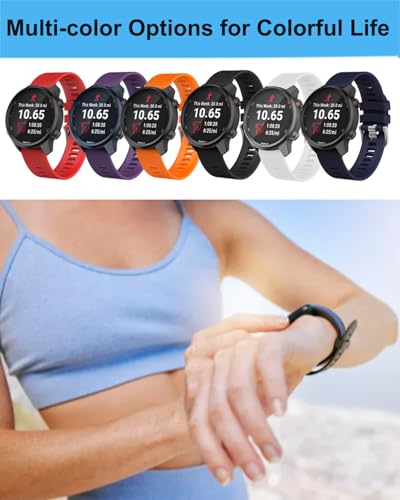 20mm Silicone Watch Bands for Garmin Forerunner 55 165 245 645, 3pcs Sport Band Strap for Vivoactive 6, Vivoactive 5, Venu Sq, Venu Sq 2, Approach S70 Smartwatch (Dark Blue) - image 5
