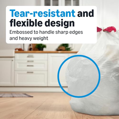 Image of Amazon Basics Ultra-Force Tall Kitchen Drawstring Trash Bags, Classic Clean Scented, 13 Gallon, 80 Count, Pack of 1, Packaging May Vary
