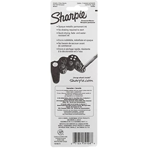 Image of Sharpie Metallic Permanent Markers, Fine Point, Silver, For Black Paper or Dark Surfaces, Arts & Crafts, Posters (Pack of 12)