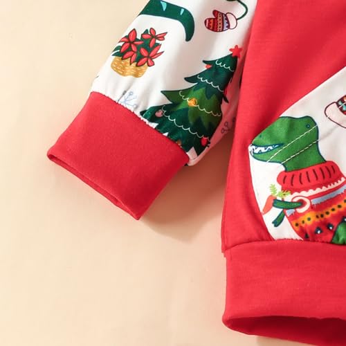 Roupa infantil de algodão macio quente gola redonda manga longa gola redonda dinossauro árvore de Na