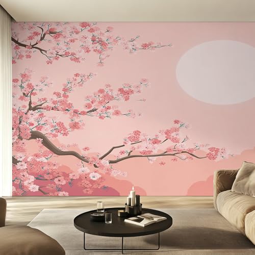 Papier peint fleur de cerisier pour masquer un mur abîmé - 4