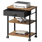 Maihail サイドテーブル ワゴン キャスター付き パソコンラック サイドワゴン プリンター台 板は調節可能 袖机 PC本体収納 幅48x奥行30x高さ60cm ビンテージ