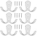 Price comparison product image Aissy 6 Packs Double Prong Robe Hook with 12 Screws Dual Coat Hooks Wall Mounted Metal Coat Hanger Hooks for Bathroom Bedroom Door Wall Silver