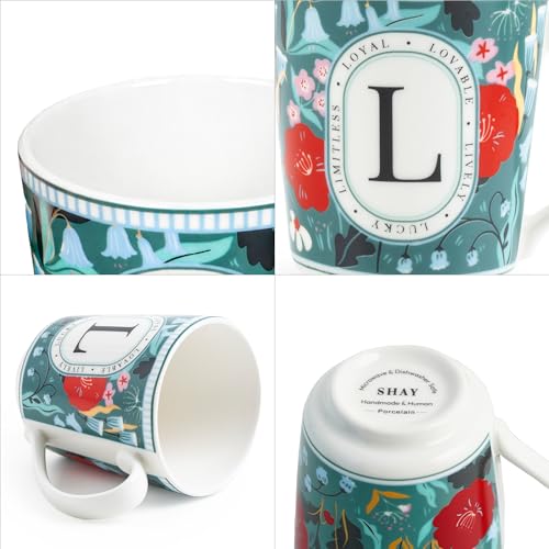 Image of Shay Alphabet Mug 300ml, Letter L Printed Coffee Mug for Girls, Boys, Friends | Ceramic Mug |Glossy Finish | Ceramic Coffee Cup | Porcelain | Microwave Safe (Alphabet Mug - L)