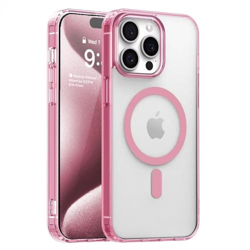 Coque iPhone 15 Pro MagSafe rose translucide pour sublimer votre smartphone