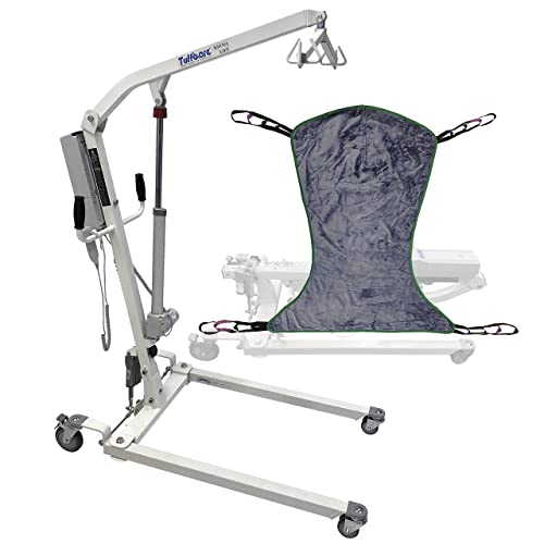 Tuffcare Full Electric Patient Lift - Deluxe Rhino Lift with Power Base - Full Size Transfer Lifter for Home Use and Facilities, 450 lb. Weight Capacity (Lift + Full Sling Large)