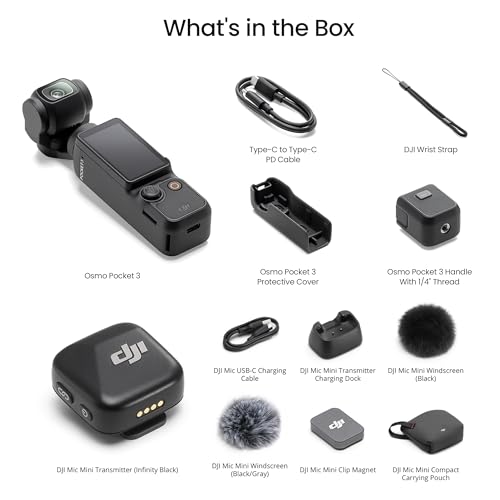 Image of DJI Osmo Pocket 3 Vlog Combo, Vlogging Camera with 1'' CMOS & 4K /120fps for YouTube, Mic Mini Transmitter (Infinity Black)