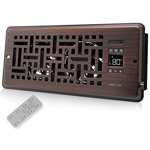 Howeall 4" X 10" Super Quiet Register Booster Fan - Intelligent Thermostat Control Ac Vent Booster Fan - Cooling Heating Smart Register Vent, Wicker Design Oil Rubbed Bronze #TOP20