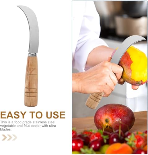 Image of Multipurpose Stainless Steel Curved Shape Fruit Peeling & Vegetable Cutting Knife Hand Held Tool Farming Paring for Mango Pine Apple Grass Cutter Home Restaurant Silver Color 1 Pcs
