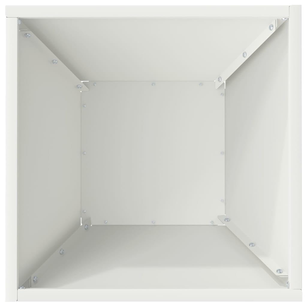 Doniczka ogrodowa Biała 35x35x15 cm Stal zimnogięta Nowoczesna metalowa donica trapezowa na taras i ogród trwała minimalistyczna